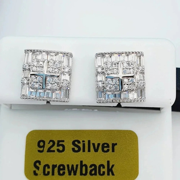 "925 Sterling Silver Cubic Zircon Earrings, UU1P7A7014 - Picture 1 of 11